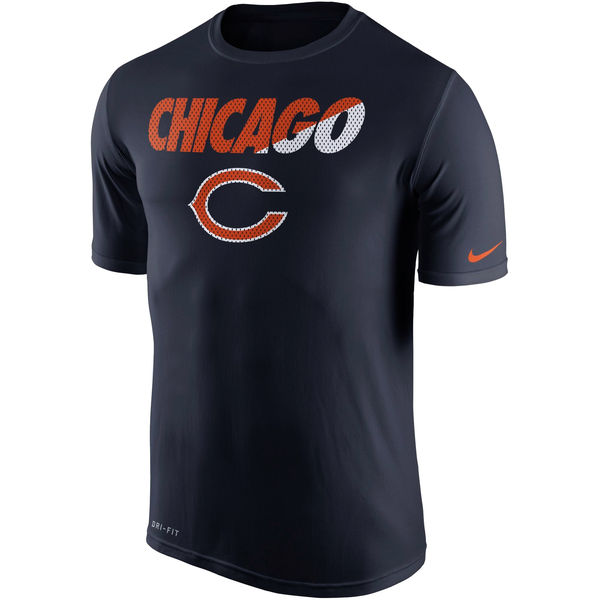 Men NFL Chicago Bears Nike Legend Staff Practice Performance TShirt Navy Blue->nfl t-shirts->Sports Accessory